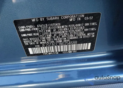 2022 Subaru Crosstrek Premium из США, поврежденный, VIN JF2GTACC3NG254688